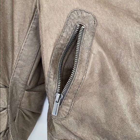 BCBGMAXAZARIA leather Snap Collar Moto Bomber Jacket Small EUC - Picture 7 of 15